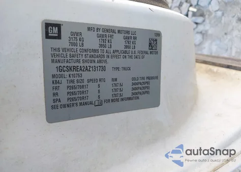 2010 Chevrolet Silverado 1500 Ls z USA, uszkodzony, nr VIN 1GCSKREA2AZ131730